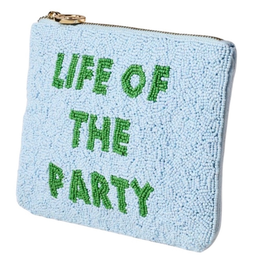 Kate Spade New York X Target Life of the Party Beaded Clutch Blue Green Zip NEW - Picture 2 of 4